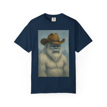 Cowboy Yetti Unisex Garment-Dyed T-Shirt, Funny Tees, Casual Wear, Gifts for Men, Unique Graphic Tee, Outdoor Adventure Shirt