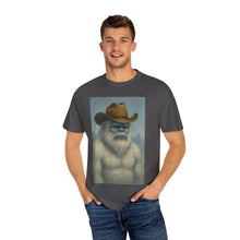Cowboy Yetti Unisex Garment-Dyed T-Shirt, Funny Tees, Casual Wear, Gifts for Men, Unique Graphic Tee, Outdoor Adventure Shirt