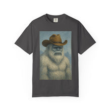 Cowboy Yetti Unisex Garment-Dyed T-Shirt, Funny Tees, Casual Wear, Gifts for Men, Unique Graphic Tee, Outdoor Adventure Shirt