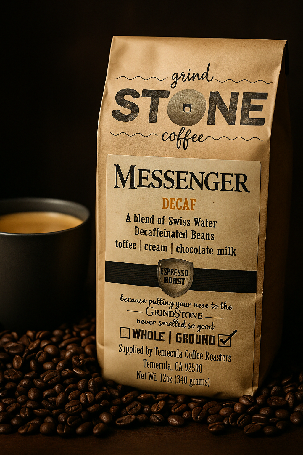 📜 Messenger Decaf Espresso (Swiss Water Decaf Blend) - 12oz