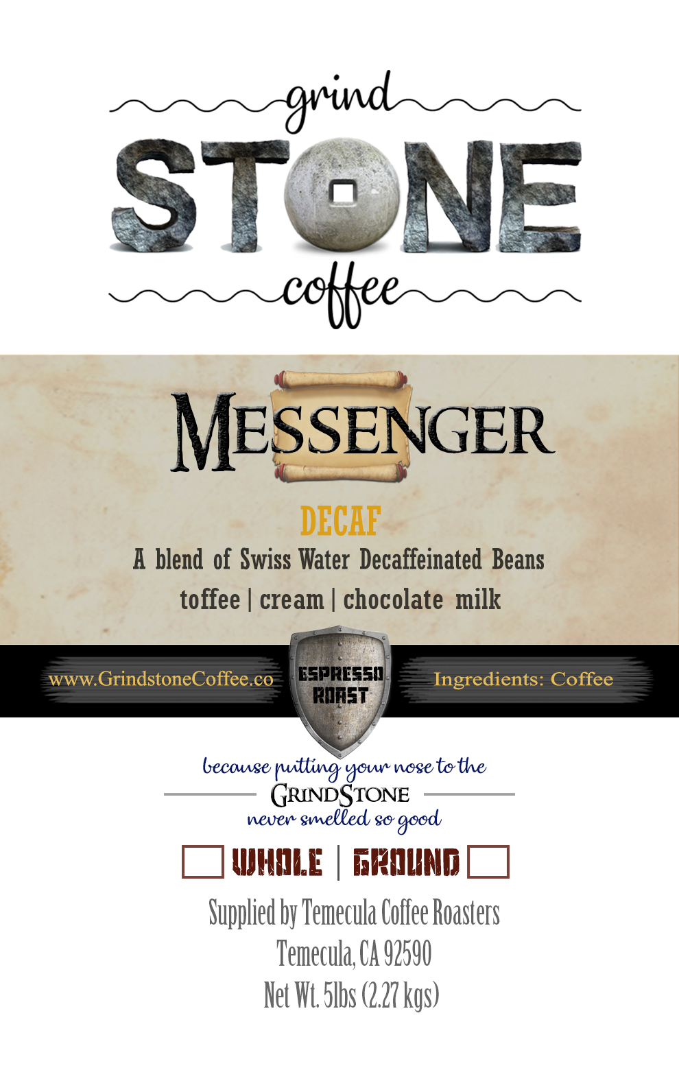 Messenger Decaf Espresso (Swiss Water Decaf Blend) - Monthly Subscription